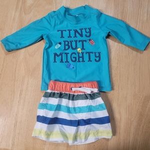 Carter's Swim Suit Long Sleeve rash‎ guard and shorts 3 months